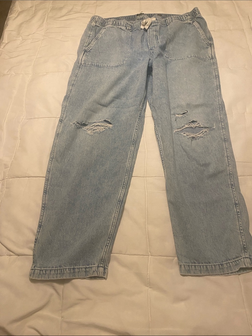 GAP Light Blue Wide-Leg Distressed Jeans